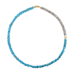 New York Moonstone and Blue Turquoise faceted necklace showcasing harmony and emotional balance.