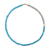 New York Moonstone and Blue Turquoise faceted necklace showcasing harmony and emotional balance.