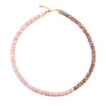 New York Moonstone & Conch Shell faceted necklace with soft pink hues and 925 sterling silver clasp.