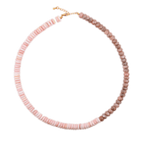 New York Moonstone & Conch Shell faceted necklace with soft pink hues and 925 sterling silver clasp.
