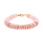 New York Pink Conch Shell Faceted Bracelet with soft pink beads and gold clasp, symbolizing peace and harmony.