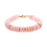 New York Pink Conch Shell Faceted Bracelet with soft pink beads and gold clasp, symbolizing peace and harmony.