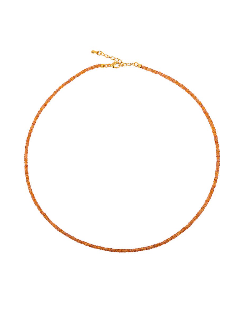 BEAMMORE Orange Sapphire Faceted Beaded Necklace – Beaded Gemstone Jewelry