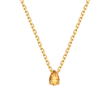 November Citrine Birthstone Necklace featuring a pear-cut citrine in gold-plated sterling silver for joy and abundance.