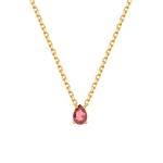 Gold-plated S925 sterling silver necklace with pear-cut pink tourmaline, perfect for October birthdays.