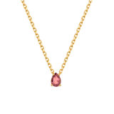 Gold-plated S925 sterling silver necklace with pear-cut pink tourmaline, perfect for October birthdays.