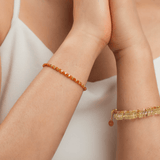 Orange Garnet  Faceted Dainty Bracelet with Gold-Plated S925 Bead(2×2mm)