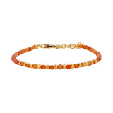 Orange Garnet  Faceted Dainty Bracelet with Gold-Plated S925 Bead(2×2mm)