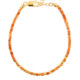 Orange Garnet  Faceted Dainty Bracelet with Gold-Plated S925 Bead(2×2mm)