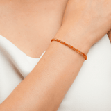 Orange Garnet  Faceted Dainty Bracelet with Gold-Plated S925 Bead(2×2mm)