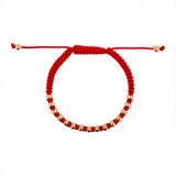 Passion Red Italian Macramé Bracelet with Gold-Plated Beads (0.5+ Micron)