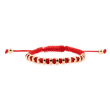 Passion Red Italian Macramé Bracelet with Gold-Plated Beads (0.5+ Micron)