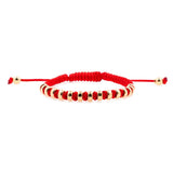 Passion Red Italian Macramé Bracelet with Gold-Plated Beads (0.5+ Micron)