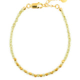 Peridot Faceted Dainty Bracelet with Gold-Plated S925 Bead (2×2mm)