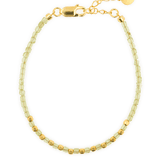 Peridot Faceted Dainty Bracelet with Gold-Plated S925 Bead (2×2mm)