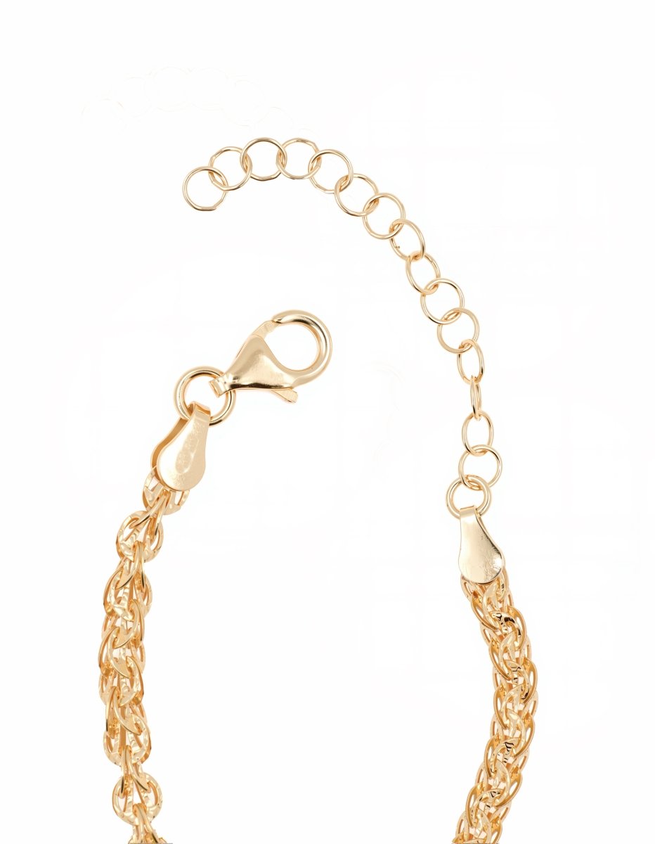 Close-up of braided Phoenix links, adjustable chain and lobster clasp in 18K gold-plated 925 silver – BEAMMORE craft