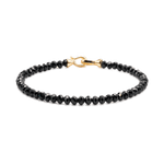 Black Onyx bracelet with 3x4mm faceted beads and sterling silver clasp for protection and emotional balance.