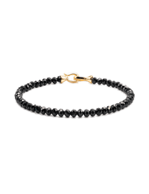 Black Onyx bracelet with 3x4mm faceted beads and sterling silver clasp for protection and emotional balance.