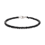 Black Onyx bracelet featuring 3x4mm faceted beads and a sterling silver clasp for protection and emotional balance.