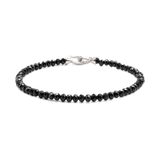 Black Onyx bracelet featuring 3x4mm faceted beads and a sterling silver clasp for protection and emotional balance.