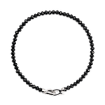 Black Onyx bracelet with 3x4mm faceted beads and a sterling silver clasp for protection and emotional balance.