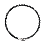 Black Onyx bracelet with 3x4mm faceted beads and a sterling silver clasp for protection and emotional balance.