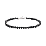 Black Onyx faceted bracelet for men, 4mm beads with sterling silver clasp, promotes strength and emotional balance.