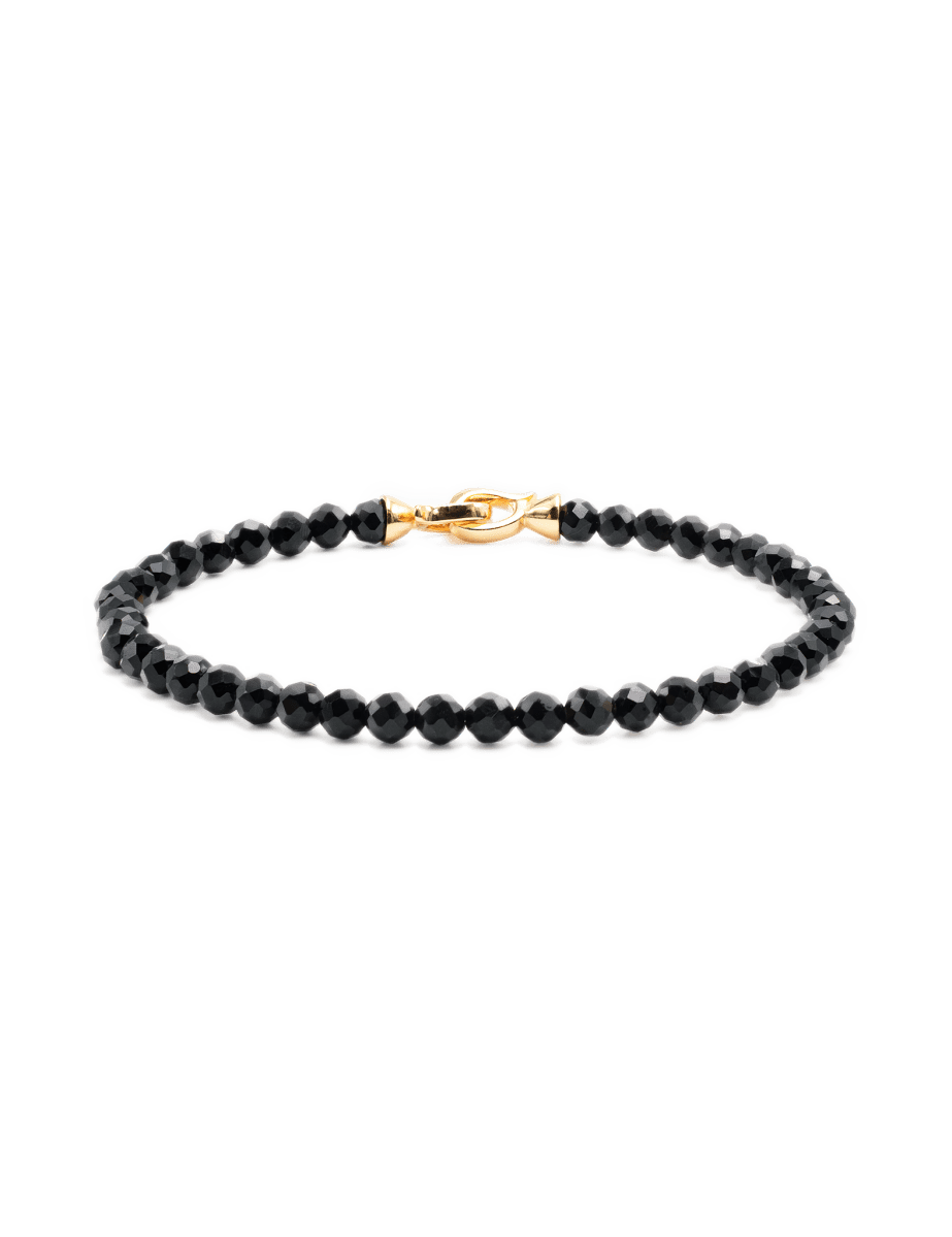 Protection Black Onyx  Faceted Bracelet 4mm for men