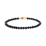 Black Onyx faceted bracelet for men, 4mm beads, 925 sterling silver clasp for protection and strength.
