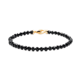 Black Onyx faceted bracelet for men, 4mm beads, 925 sterling silver clasp for protection and strength.