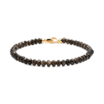 Protection Gold Obsidian Bracelet for men with 3x4mm faceted beads and a sterling silver clasp.