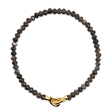 Protection Gold Obsidian Bracelet with 3x4mm faceted beads and gold clasp for men, promoting grounding and emotional healing.