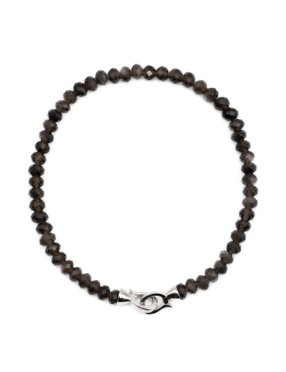 Gold Obsidian bracelet for men with 3x4mm beads and a sterling silver clasp for protection and emotional healing.