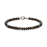 Gold Obsidian bracelet for men, 3x4mm beads, 925 sterling silver clasp, promotes protection and emotional healing.