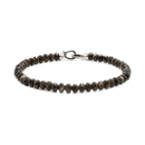 Gold Obsidian bracelet for men, 3x4mm beads, 925 sterling silver clasp, promotes protection and emotional healing.