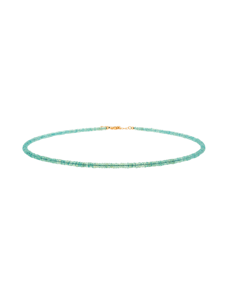 Handcrafted Protection Green Opal Dainty Necklace with 925 sterling silver clasp, symbolizing strength and tranquility.