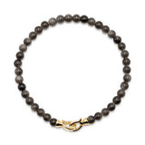 Protection Silver Obsidian Bracelet 4mm for men