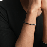 Protection Silver Obsidian Bracelet 4mm for men