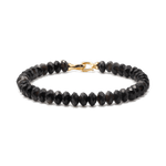 Protection Silver Obsidian Bracelet, 4x6mm faceted beads, grounding and emotional healing for men.