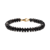 Protection Silver Obsidian Bracelet, 4x6mm faceted beads, grounding and emotional healing for men.