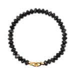 Protection silver obsidian bracelet with 4x6mm faceted beads for men, promoting grounding and emotional healing.