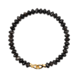 Protection silver obsidian bracelet with 4x6mm faceted beads for men, promoting grounding and emotional healing.