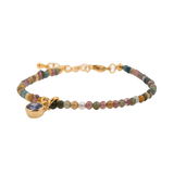 Protection Tourmaline dainty bracelet with Purple Zircon charm, 925 sterling silver accent for emotional healing.