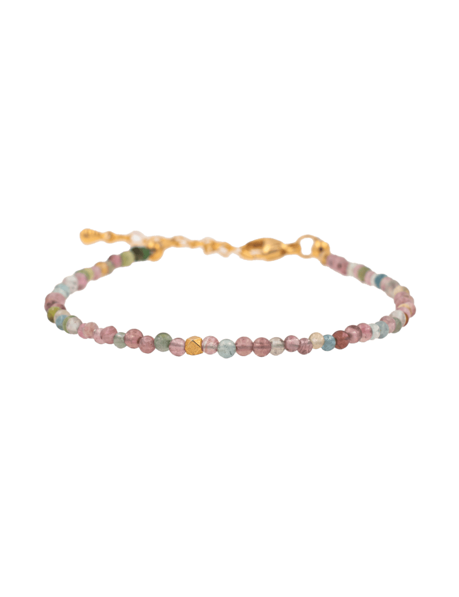 Tourmaline dainty bracelet with silver spacer bead, perfect for energy protection and positive vibrations.
