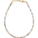 Protection Tourmaline Dainty Bracelet with silver spacer bead and colorful stones for energy shielding.