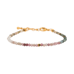Dainty Tourmaline bracelet with gold clasp, featuring faceted beads for protection and emotional stability.
