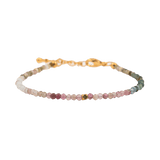 Dainty Tourmaline bracelet with gold clasp, featuring faceted beads for protection and emotional stability.