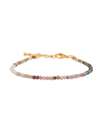 Dainty Tourmaline bracelet with gold clasp, featuring faceted beads for protection and emotional stability.