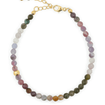 Dainty tourmaline bracelet with silver spacers, offering protection and grounding against negative energy.