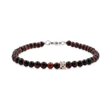 Red Tiger‘s Eye Bracelet with Sterling Silver Dice Spacer Beads for men – 4mm